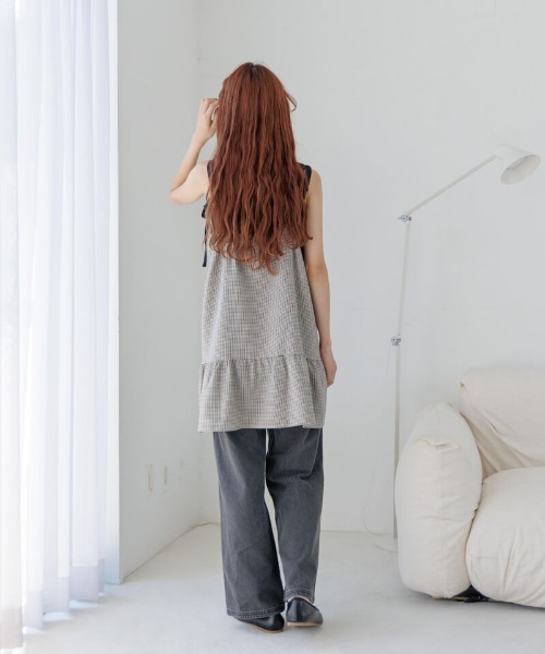 flower(フラワー)の「レイヤードチェックワンピース(ワンピース・レディース・イエロー/ブラウン・FREE)」の14枚目の写真