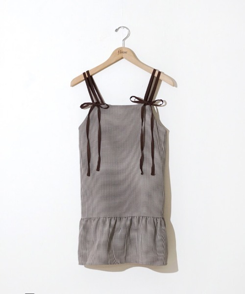 flower(フラワー)の「レイヤードチェックワンピース(ワンピース・レディース・イエロー/ブラウン・FREE)」の16枚目の写真
