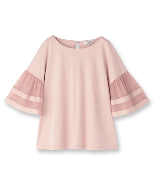 INDIVI（インディヴィ）の「チュールスリーブカットソー（Tシャツ/カットソー・レディース・ホワイト/ピンク/ブラック・05/13/38/15 ）」の4枚目の写真