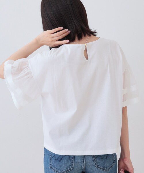 INDIVI（インディヴィ）の「チュールスリーブカットソー（Tシャツ/カットソー・レディース・ホワイト/ピンク/ブラック・05/13/38/15 ）」の6枚目の写真