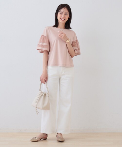 INDIVI（インディヴィ）の「チュールスリーブカットソー（Tシャツ/カットソー・レディース・ホワイト/ピンク/ブラック・05/13/38/15 ）」の19枚目の写真