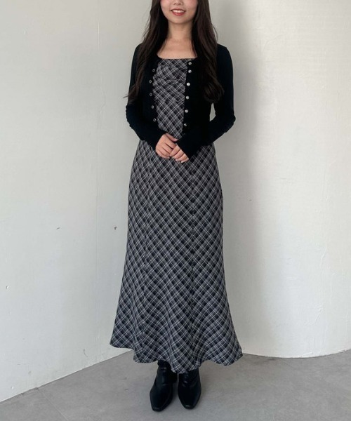 セール】バイアスチェックドレープキャミワンピース（ワンピース