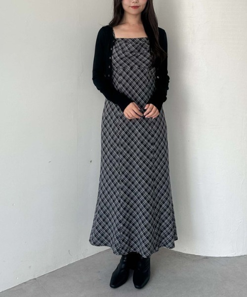 セール】バイアスチェックドレープキャミワンピース（ワンピース