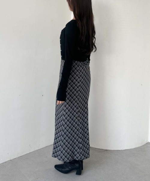 バイアスチェックドレープキャミワンピース（ワンピース