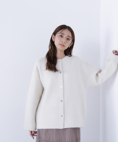 NATURAL BEAUTY BASIC（ナチュラルビューティーベーシック）の「◇ＦＯＸ接結コーディガン（カーディガン/ボレロ・レディース・ブラウン/ライトグリーン/オフホワイト・FREE）」の9枚目の写真