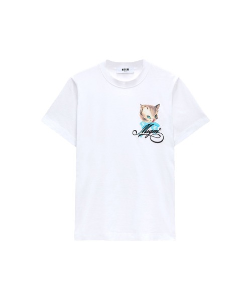 MSGM(エムエスジーエム)の「MSGM CUTE KITTY ミニグラフィック Tシャツ(Tシャツ/カットソー・レディース・ピンク/ホワイト/ブラック・M/S/L)」の1枚目の写真