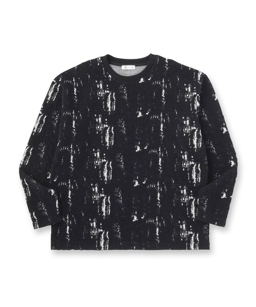 tk.TAKEO KIKUCHI(ティーケータケオキクチ)の「アブストラクトふくれジャカードプルオーバー(Tシャツ/カットソー・メンズ・ブラック系/ダークブラウン系・03/02)」の3枚目の写真