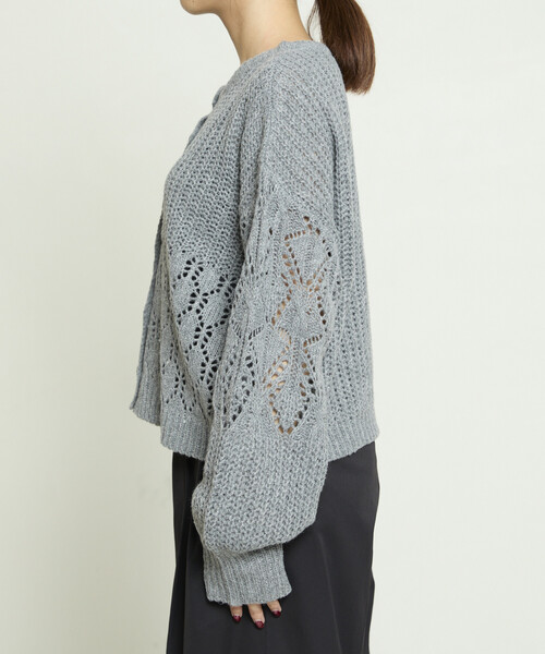 PUBLUX（パブリュクス）の「PUBLUX/パブリュクス パッチワーク 切替 カーディガン　限定展開（カーディガン/ボレロ・レディース・ブラウン/オフホワイト/グレー・ﾌﾘ-）」の15枚目の写真