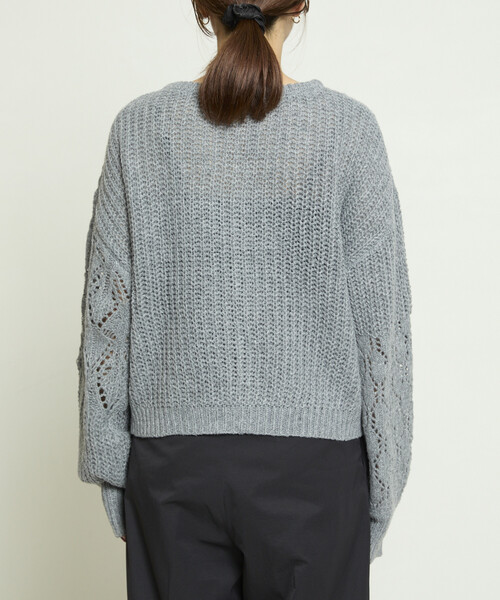 PUBLUX（パブリュクス）の「PUBLUX/パブリュクス パッチワーク 切替 カーディガン　限定展開（カーディガン/ボレロ・レディース・ブラウン/オフホワイト/グレー・ﾌﾘ-）」の16枚目の写真