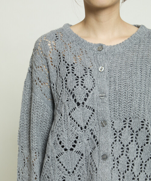 PUBLUX（パブリュクス）の「PUBLUX/パブリュクス パッチワーク 切替 カーディガン　限定展開（カーディガン/ボレロ・レディース・ブラウン/オフホワイト/グレー・ﾌﾘ-）」の17枚目の写真