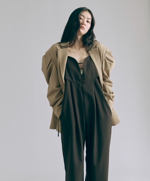 EN NEUME(エンノイム)の「Structured All-in-one(つなぎ/オールインワン・レディース・ダークブラウン/杢グレー/ブラック・0/1)」の21枚目の写真