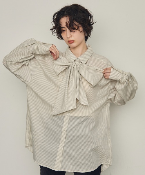 Trish（トリッシュ）の「ボウタイ付きロングスリーブシャツ（シャツ