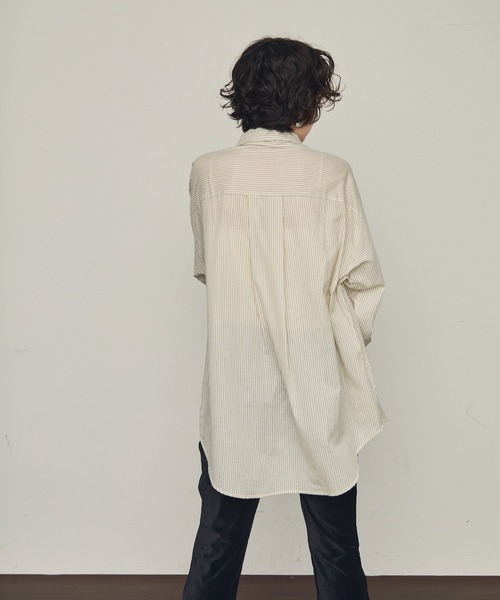 Trish（トリッシュ）の「ボウタイ付きロングスリーブシャツ（シャツ/ブラウス・レディース・ブルー/ホワイト/ブラック/アイボリー・MEDIUM）」の12枚目の写真