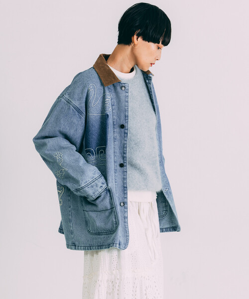 セール】Freada/フリーダ チェーンステッチ デニム カバーオール