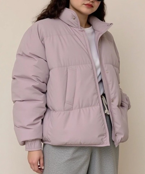 cammie(キャミー)の「スタンドカラー中綿ダウンコート(ダウンジャケット/コート・レディース・ラベンダー/ブラック/サックスブルー/アイボリー・M/L)」の18枚目の写真