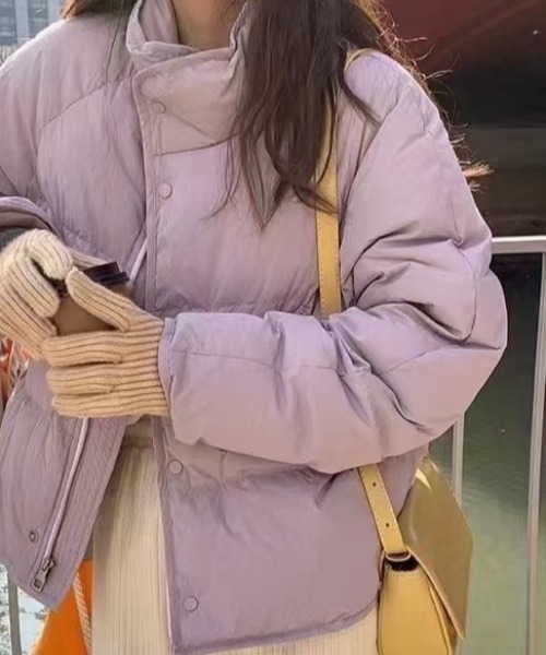 cammie(キャミー)の「スタンドカラー中綿ダウンコート(ダウンジャケット/コート・レディース・ラベンダー/ブラック/サックスブルー/アイボリー・M/L)」の21枚目の写真