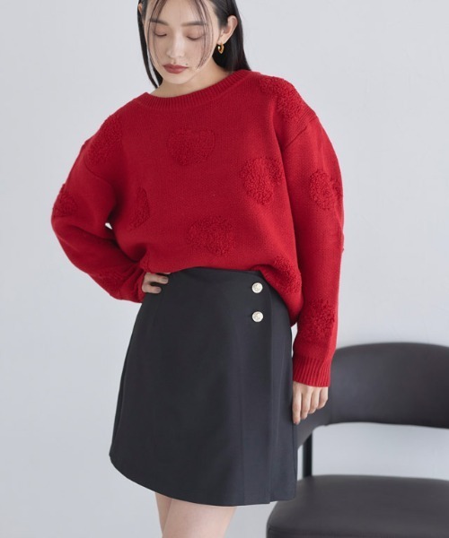 ECLAM(クラム)の「【パンツ付き】ゴールドボタンラップスコート(スカート・レディース・ブラック・L/M)」の2枚目の写真