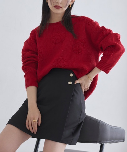 ECLAM(クラム)の「【パンツ付き】ゴールドボタンラップスコート(スカート・レディース・ブラック・L/M)」の3枚目の写真