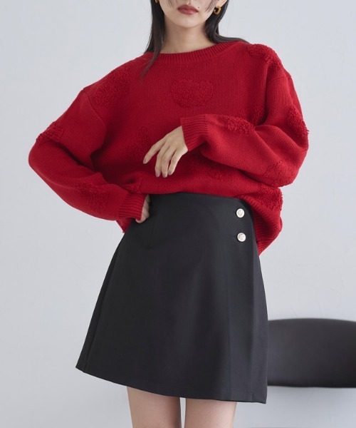 ECLAM(クラム)の「【パンツ付き】ゴールドボタンラップスコート(スカート・レディース・ブラック・L/M)」の5枚目の写真