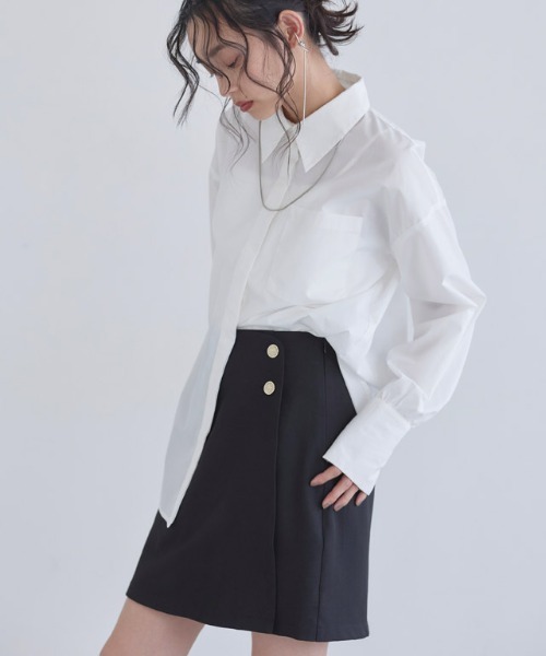ECLAM(クラム)の「【パンツ付き】ゴールドボタンラップスコート(スカート・レディース・ブラック・L/M)」の10枚目の写真