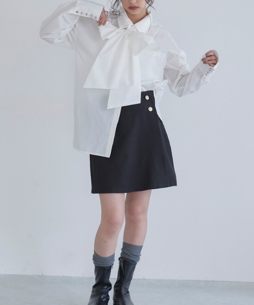 ECLAM(クラム)の「【パンツ付き】ゴールドボタンラップスコート(スカート・レディース・ブラック・L/M)」の19枚目の写真