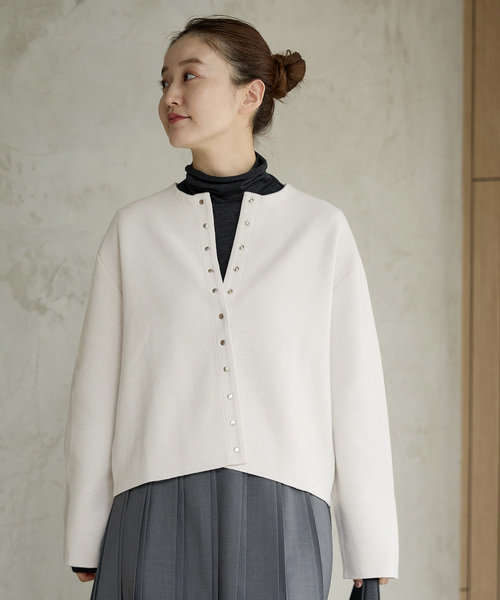 IENA(イエナ)の「《追加》ダブルフェイススナップカーディガン(カーディガン/ボレロ・レディース・ブラック/アイボリー/レッド・FREE)」の17枚目の写真