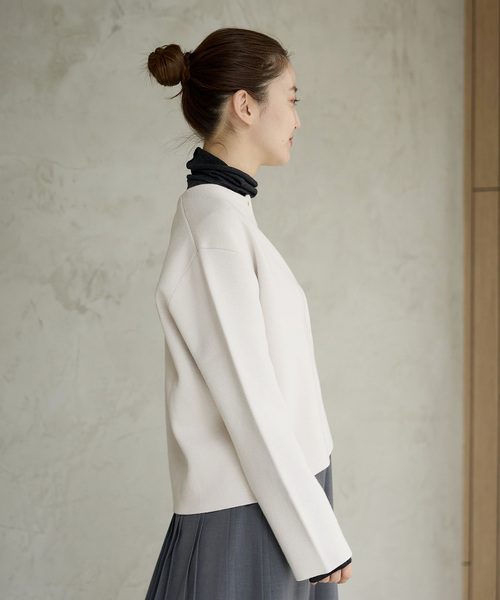 追加》ダブルフェイススナップカーディガン（カーディガン/ボレロ