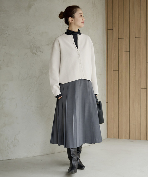 IENA(イエナ)の「《追加》ダブルフェイススナップカーディガン(カーディガン/ボレロ・レディース・ブラック/アイボリー/レッド・FREE)」の20枚目の写真