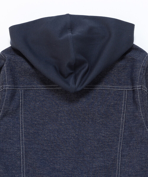 COMME CA ISM(コムサイズム)の「デニムライクストレッチ フード付き ブルゾン(ブルゾン・キッズ・ネイビー・100cm/110cm/150cm/140cm/130cm/120cm)」の2枚目の写真
