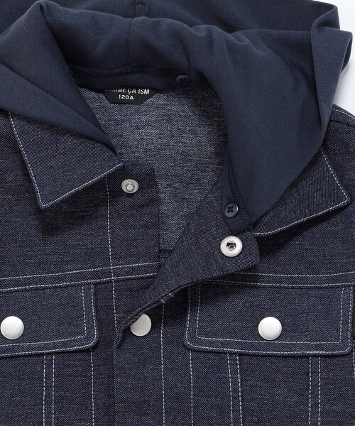 COMME CA ISM(コムサイズム)の「デニムライクストレッチ フード付き ブルゾン(ブルゾン・キッズ・ネイビー・100cm/110cm/150cm/140cm/130cm/120cm)」の3枚目の写真