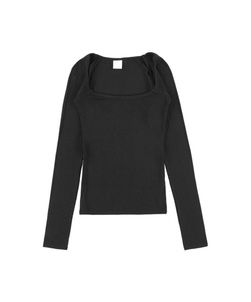 ALEXIA STAM（アリシアスタン）の「Wellness Square Neck Rib Top /スクエアネックリブトップ（Tシャツ/カットソー・レディース・ブラウン/ブラック/グレー・S/M）」の19枚目の写真