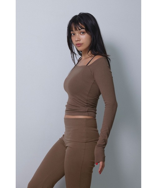 Wellness Square Neck Rib Top /スクエアネックリブトップ（Tシャツ