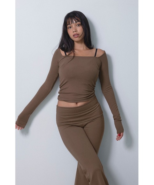 Wellness Square Neck Rib Top /スクエアネックリブトップ（Tシャツ