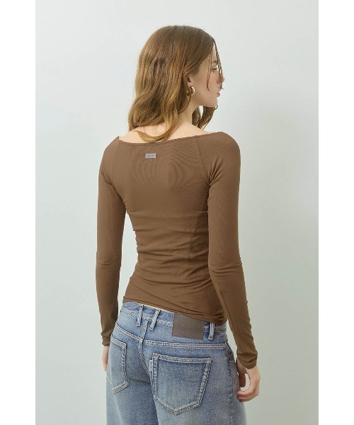 ALEXIA STAM（アリシアスタン）の「Wellness Square Neck Rib Top /スクエアネックリブトップ（Tシャツ/カットソー・レディース・ブラウン/ブラック/グレー/ライトグレー/アイボリー・S/M/L）」の21枚目の写真