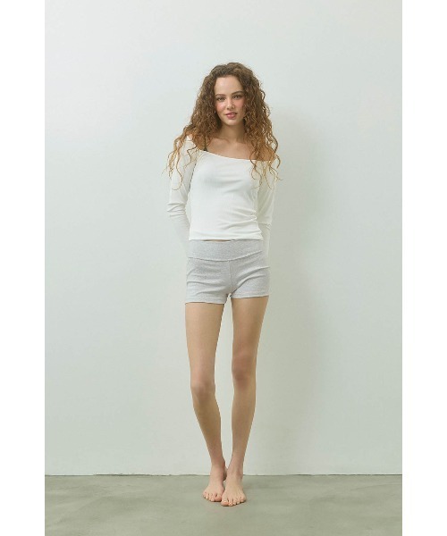 ALEXIA STAM（アリシアスタン）の「Wellness Square Neck Rib Top /スクエアネックリブトップ（Tシャツ/カットソー・レディース・ブラウン/ブラック/グレー/ライトグレー/アイボリー・S/M/L）」の9枚目の写真