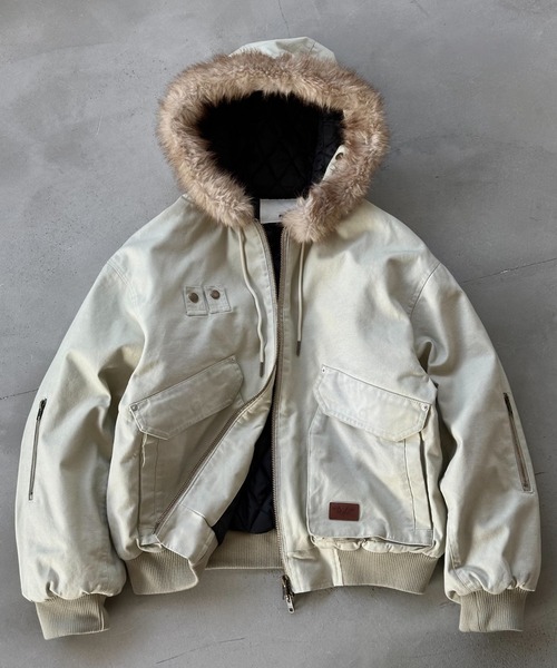 ヴィンテージライクデニムフードファーブルゾン（ブルゾン）｜Perushu