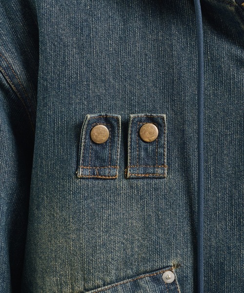 Perushu（ペルーシュ）の「ヴィンテージライクデニムフードファーブルゾン（ブルゾン・メンズ・ブラック系/ベージュ/インディゴブルー/ブラック・SMALL/MEDIUM/LARGE）」の11枚目の写真
