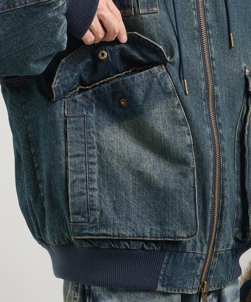 Perushu（ペルーシュ）の「ヴィンテージライクデニムフードファー