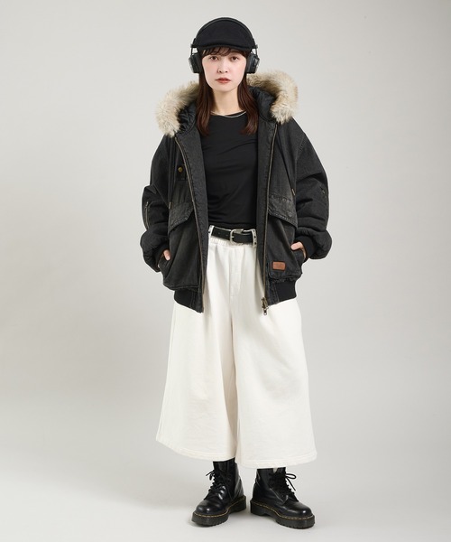 セール】ヴィンテージライクデニムフードファーブルゾン（ブルゾン