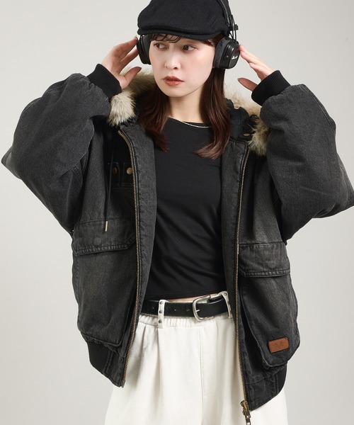 セール】ヴィンテージライクデニムフードファーブルゾン（ブルゾン