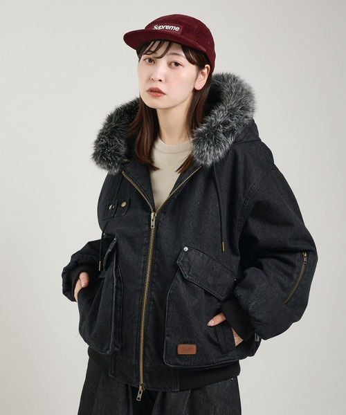 セール】ヴィンテージライクデニムフードファーブルゾン（ブルゾン