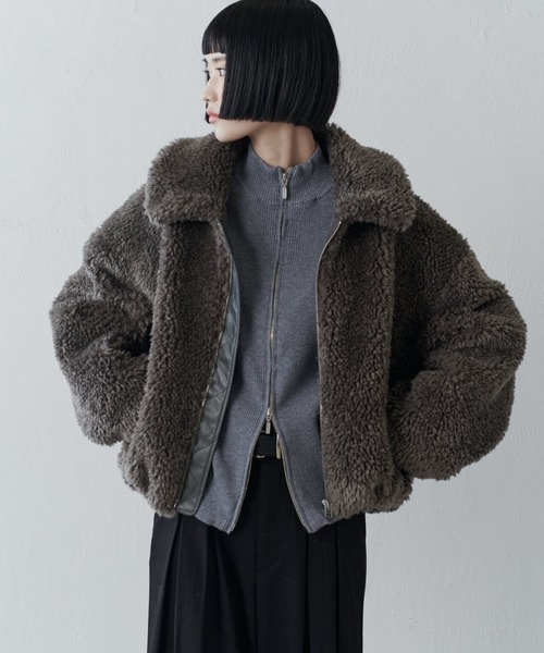 ドローコード付きフェイクファーボアブルゾン（ブルゾン）｜Lui's