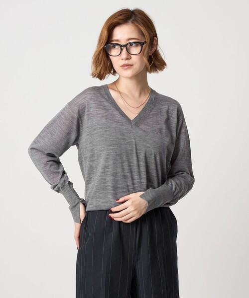 コンテシアーＶネックニット新品未使用 conte＞シアー Vネックニット（ニット/セーター）｜conte（コンテ）の