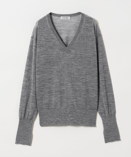 conte（コンテ）の「＜conte＞シアー Vネックニット（ニット/セーター・レディース・ネイビー/ライム/グレー系/ベージュ・FREE）」の9枚目の写真