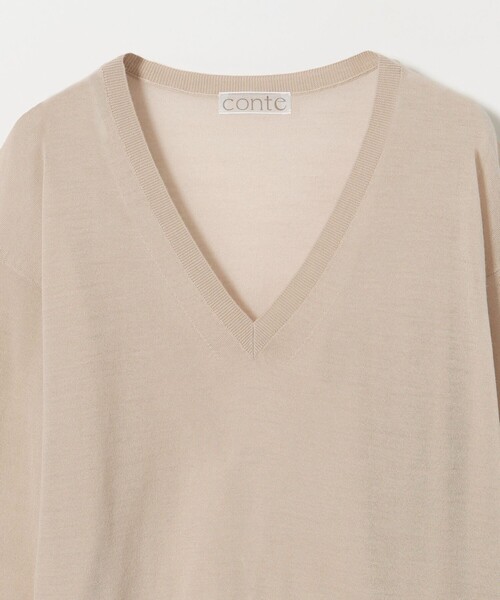 conte（コンテ）の「＜conte＞シアー Vネックニット（ニット/セーター・レディース・ネイビー/ライム/グレー系/ベージュ・FREE）」の18枚目の写真