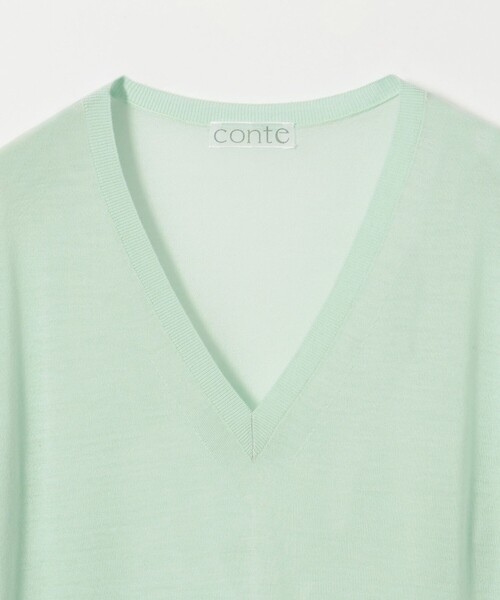 conte（コンテ）の「＜conte＞シアー Vネックニット（ニット/セーター・レディース・ネイビー/ライム/グレー系/ベージュ・FREE）」の21枚目の写真