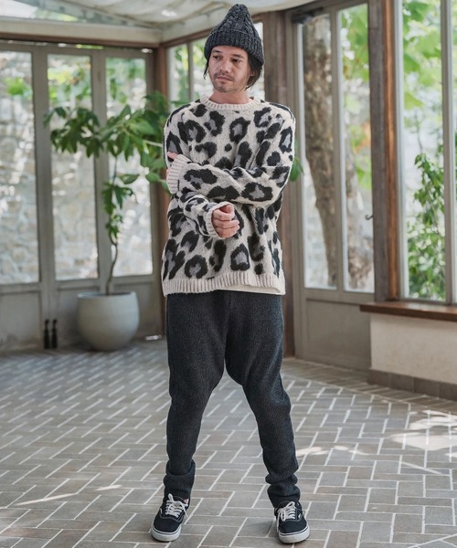 CAMBIO(カンビオ)の「mn3190-Leopard Short Shaggy Crew Neck Knit Pullover ニット(CMP-252-009)(ニット/セーター・メンズ・ベージュ/チャコール・S/M/L)」の6枚目の写真