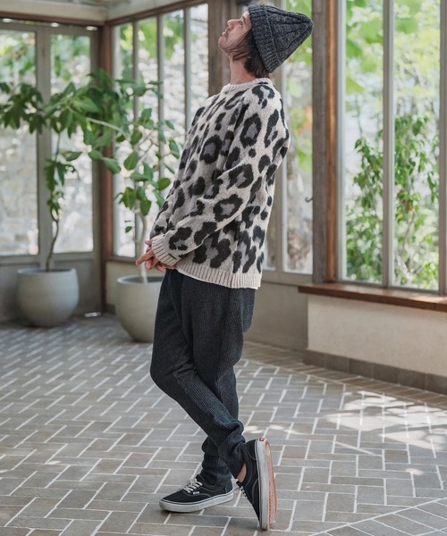 CAMBIO(カンビオ)の「mn3190-Leopard Short Shaggy Crew Neck Knit Pullover ニット(CMP-252-009)(ニット/セーター・メンズ・ベージュ/チャコール・S/M/L)」の8枚目の写真