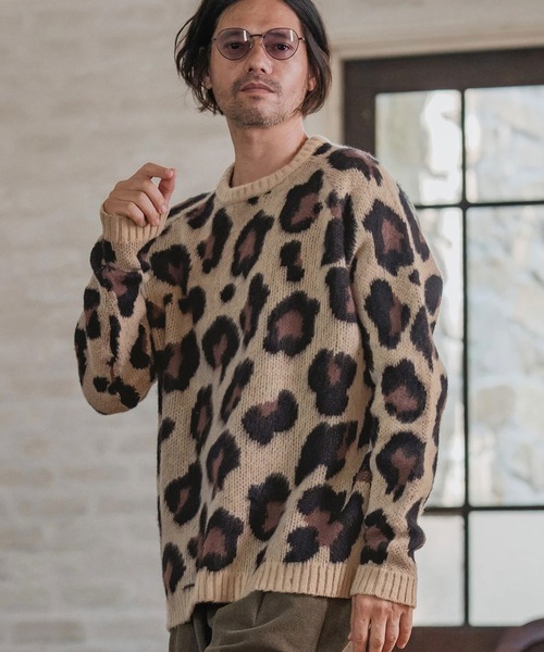 CAMBIO(カンビオ)の「mn3190-Leopard Short Shaggy Crew Neck Knit Pullover ニット(CMP-252-009)(ニット/セーター・メンズ・ベージュ/チャコール・S/M/L)」の11枚目の写真