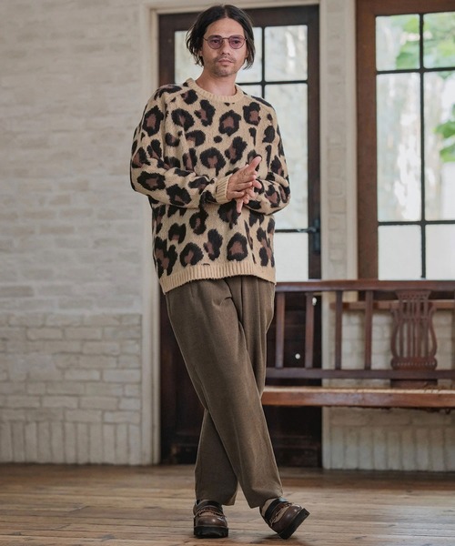 CAMBIO(カンビオ)の「mn3190-Leopard Short Shaggy Crew Neck Knit Pullover ニット(CMP-252-009)(ニット/セーター・メンズ・ベージュ/チャコール・S/M/L)」の13枚目の写真